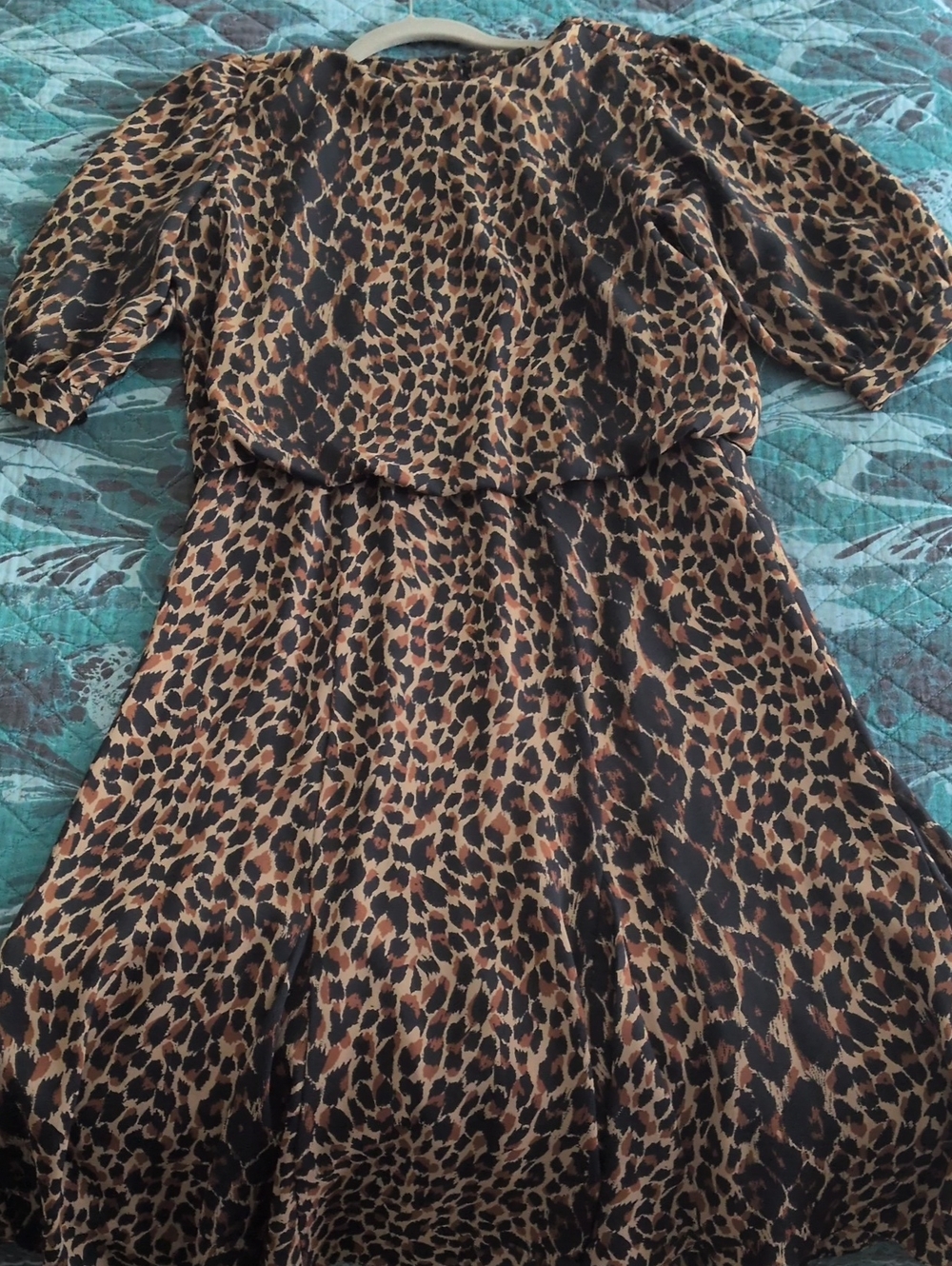 Leopard-Print Midi Dress in Brown